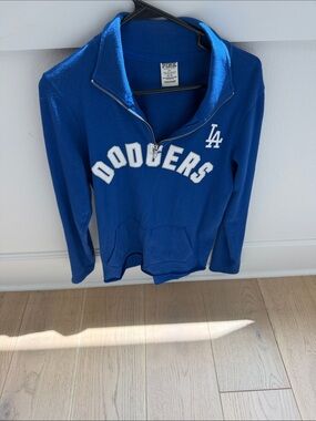 Pink Los Angeles Dodgers Blue Half-Zip Pullover Sweatshirt Size XS